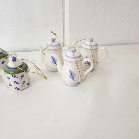 Ceramic Teapot Ornaments, Set of Nine - Picture 3 of 8